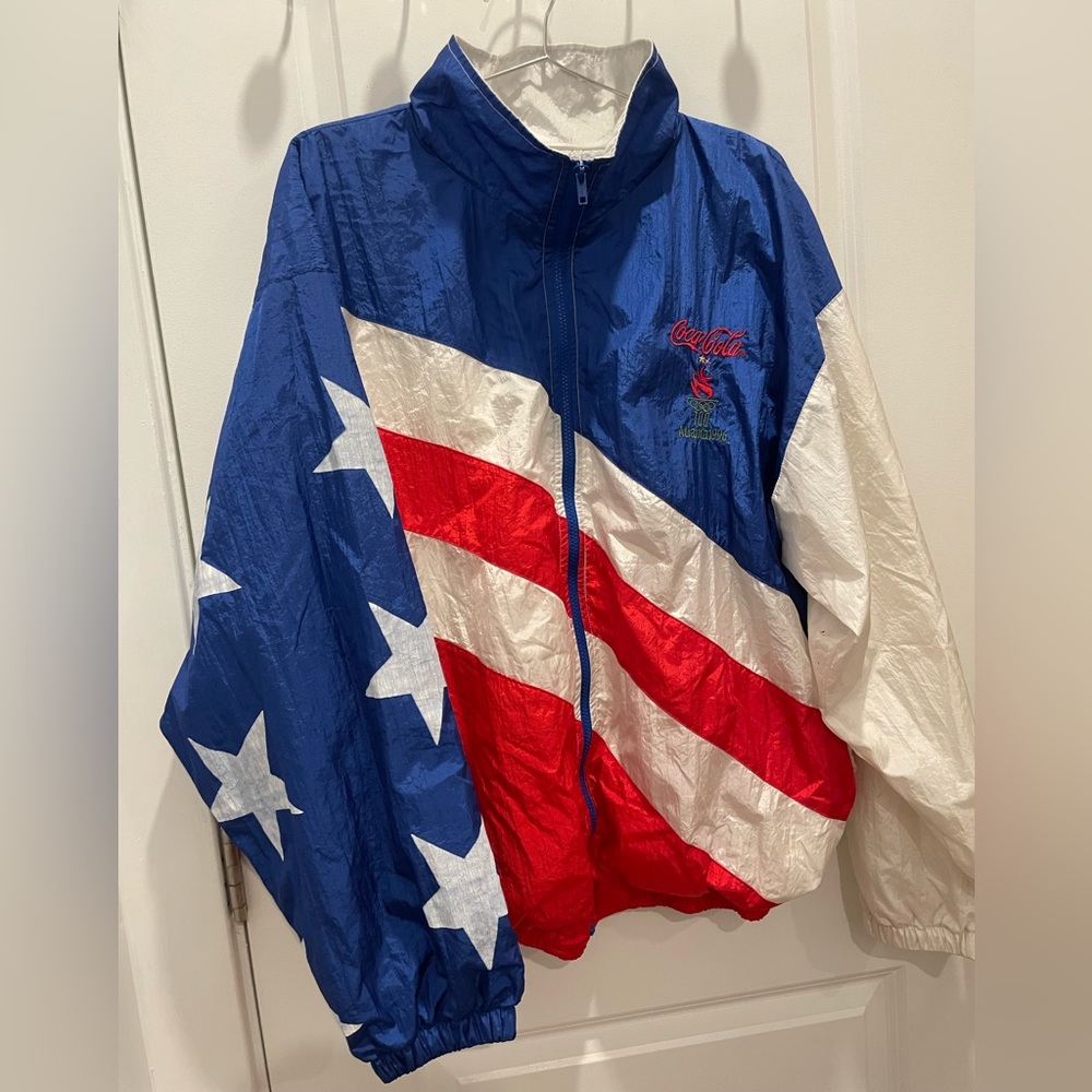 VTG Atlanta Olympics 1996 windbreaker Jacket Coca Cola - Team USA RARE July 4th